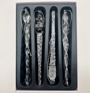 Glass Christmas decoration Icicle assorted, 4 pcs